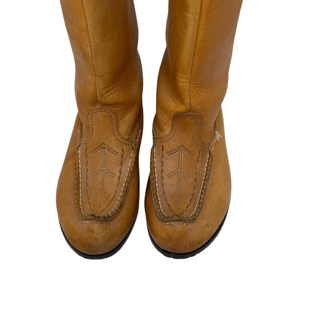 KERO Tan Reindeer Leather Knee-High Boots Sweden Scandinavian Size 39